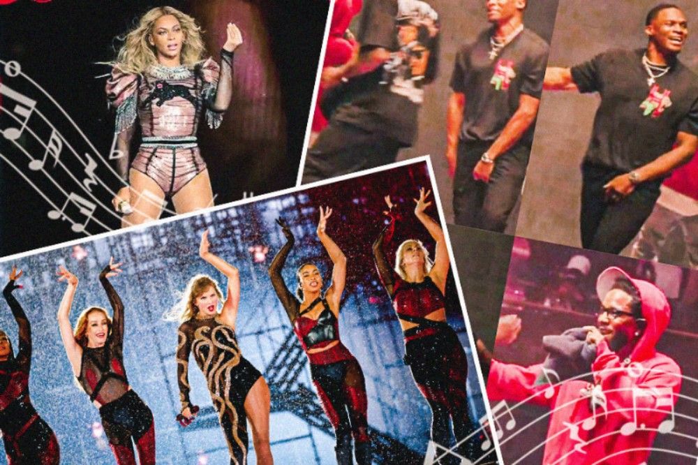 Russell Westbrook, DeMar DeRozan, Taylor Swift, dan Beyonce, menjadi beberapa atlet dan penyanyi yang mampu menyuguhkan momen spesial perpaduan musik dan olahraga pada tahun 2024. (Hendy AS/Skor.id)