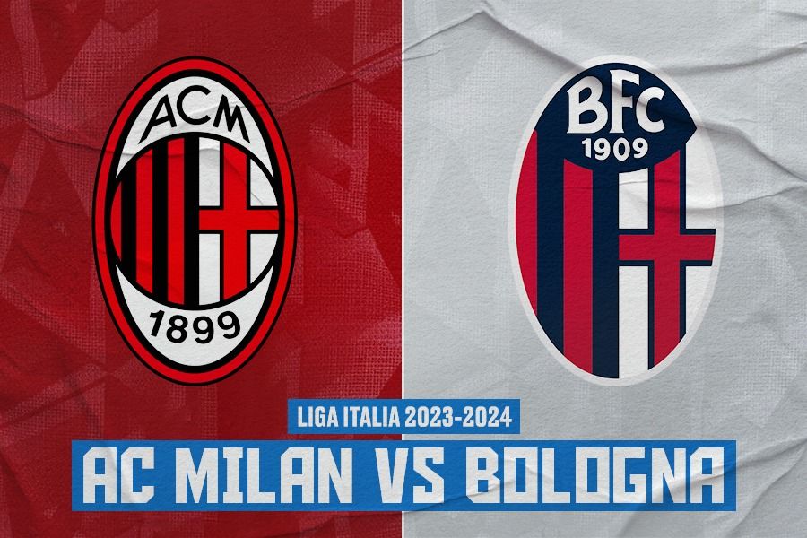 Pertandingan AC Milan vs Bologna di Liga Italia 2023-2024. (Rahmat Ari Hidayat/Skor.id).