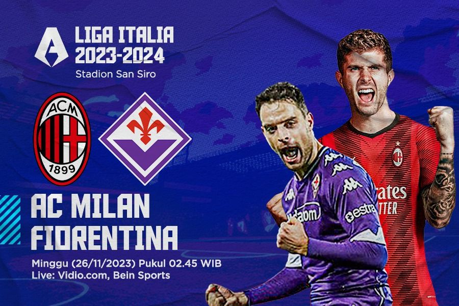Pertandingan Liga Italia 2023-2024 antara AC Milan vs Fiorentina. (Rahmat Ari Hidayat/Skor.id).
