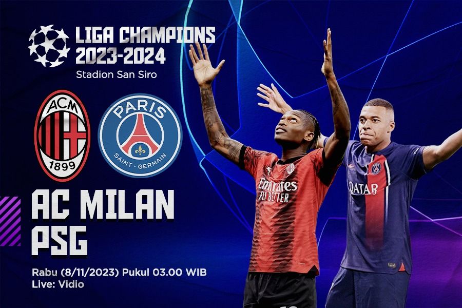 Pertandingan Liga Champions 2023-2024 mempertemukan AC Milan vs PSG. (Rahmat Ari Hidayat/Skor.id).