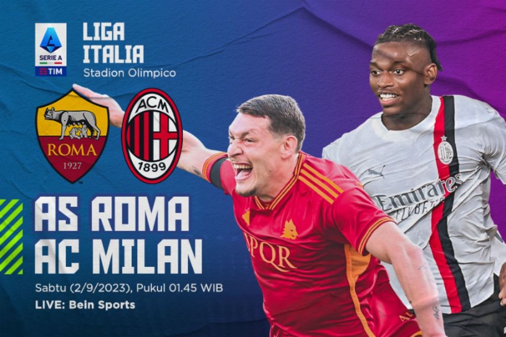Andrea Belotti dan Rafael Leao akan bertemu dalam duel AS Roma vs AC Milan.  (Hendy AS/Skor.id).