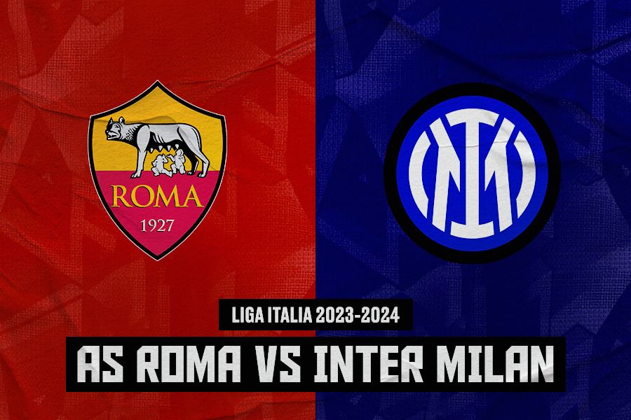 Pertandingan AS Roma vs Inter Milan di Liga Italia 2023-2024. (Jovi Arnanda/Skor.id).