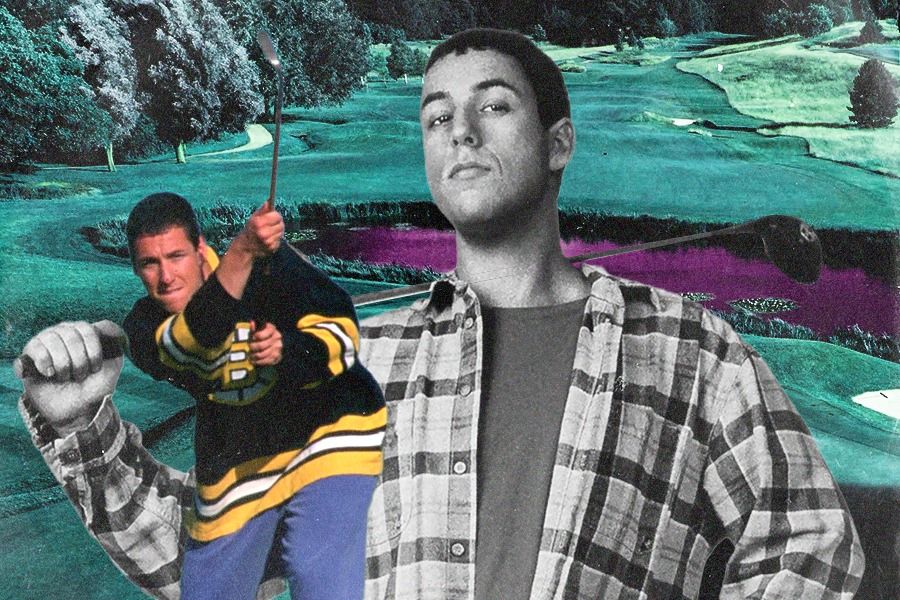 Adam Sandler berperan sebagai pegolf dalam film Happy Gilmore (Jovi Arnanda/Skor.id).