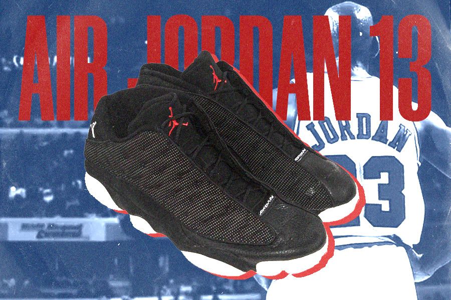 Air Jordan 13 yang dipakai Michael Jordan pada playoff NBA 1998 lalu (Jovi Arnanda/Skor.id).