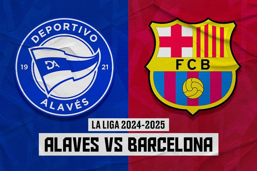 Laga Alaves vs Barcelona di La Liga 2024-2025. (Dede Sopatal Mauladi/Skor.id).