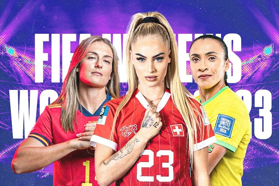 Alexia Putellas, Alisha Lehmann, dan Marta, pesepak bola berpengaruh di Piala Dunia Wanita 2023. (M. Yusuf/Skor.id)