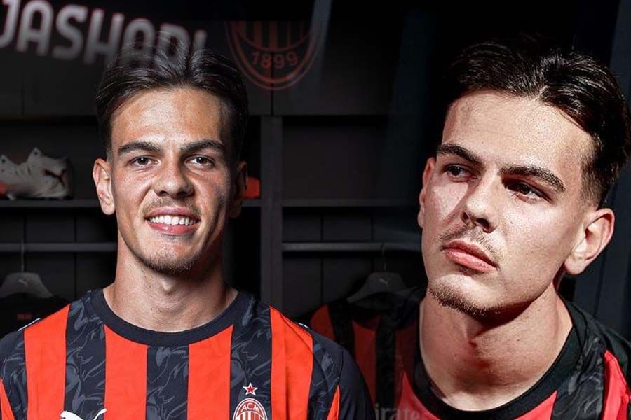 Gelandang AC Milan, Ardon jashari. (Grafis: Deni Sulaeman/Skor.id).