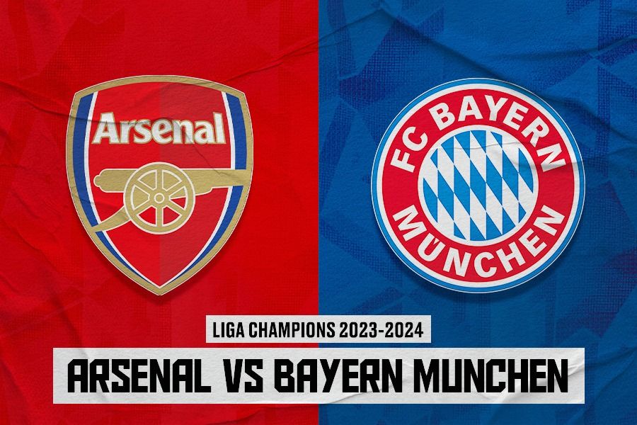 Laga Arsenal vs Bayern Munchen di babak perempat final Liga Champions. (Dede Sopatal Mauladi/Skor.id).