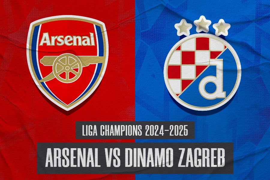 Laga Arsenal vs Dinamo Zagreb di Liga Champions 2024-2025. (Hendy Andika/Skor.id).