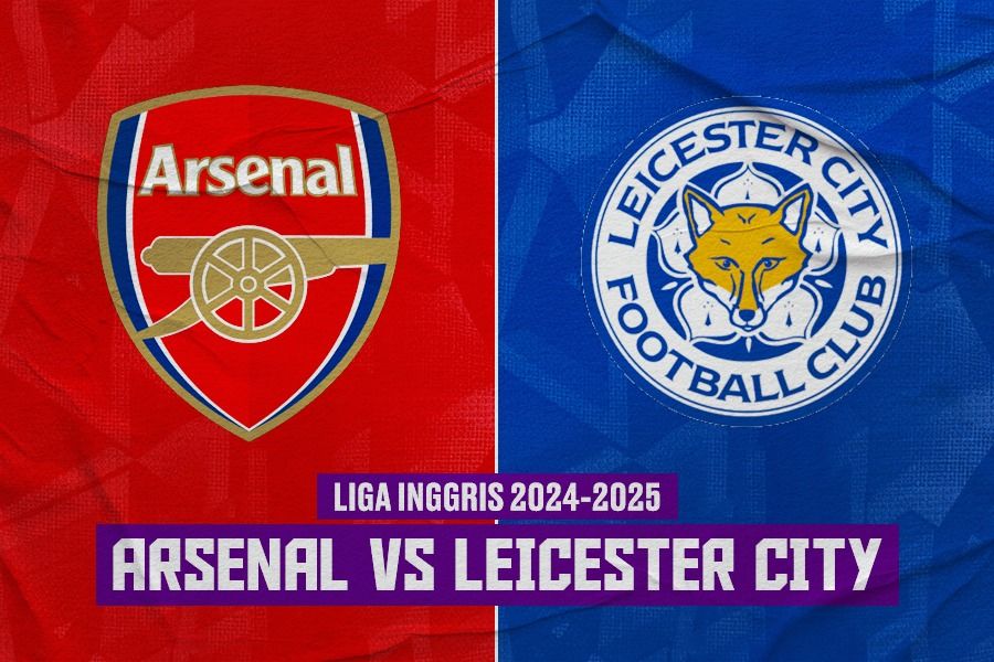 Arsenal vs Leicester City di Liga Inggris 2024-2025. (Rahmat Ari Hidayat/Skor.id).