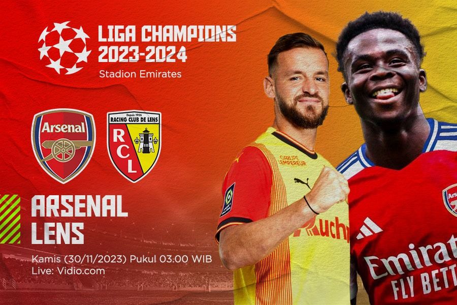 Prediksi dan Link Live Streaming Arsenal vs Lens di Liga Champions 2023-2024
