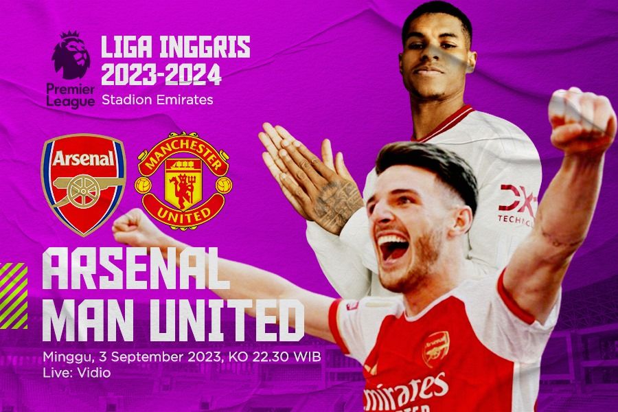 Pertandingan Liga Inggris mempertemukan Arsenal vs Manchester United, Minggu (3/9/2023) malam WIB. (Rahmat Ari Hidayat/Skor.id)