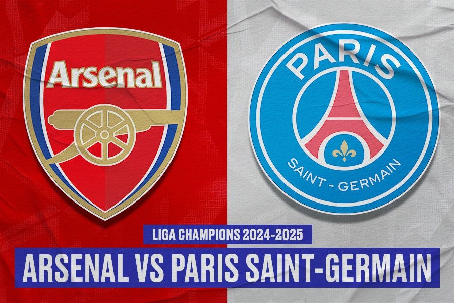 Aarsenal vs Paris Saint-Germain di Liga Champions 2024-2025. (Yusuf/Skor.id).