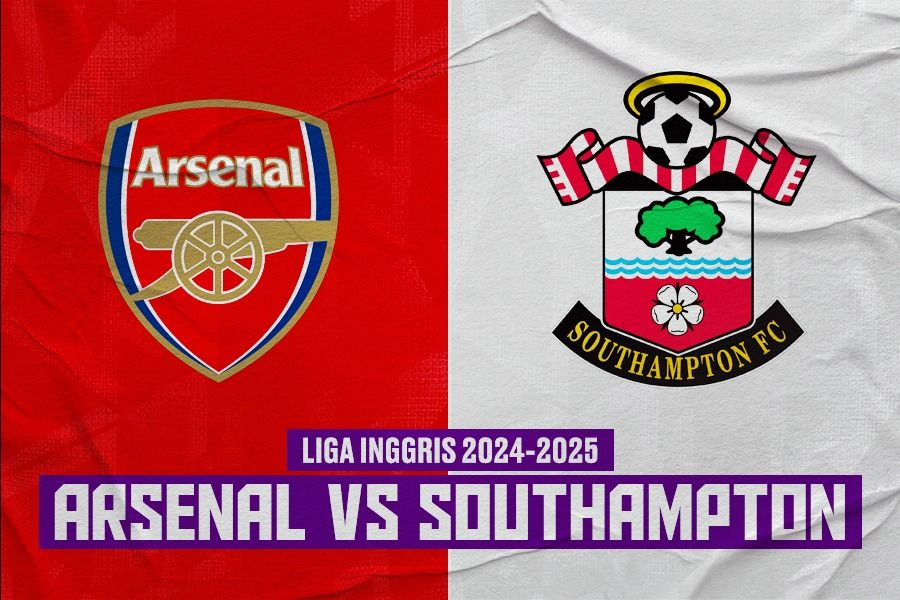 Laga Arsenal vs Southampton di Liga Inggris 2024-2025. (Rahmat Ari Hidayat/Skor.id).