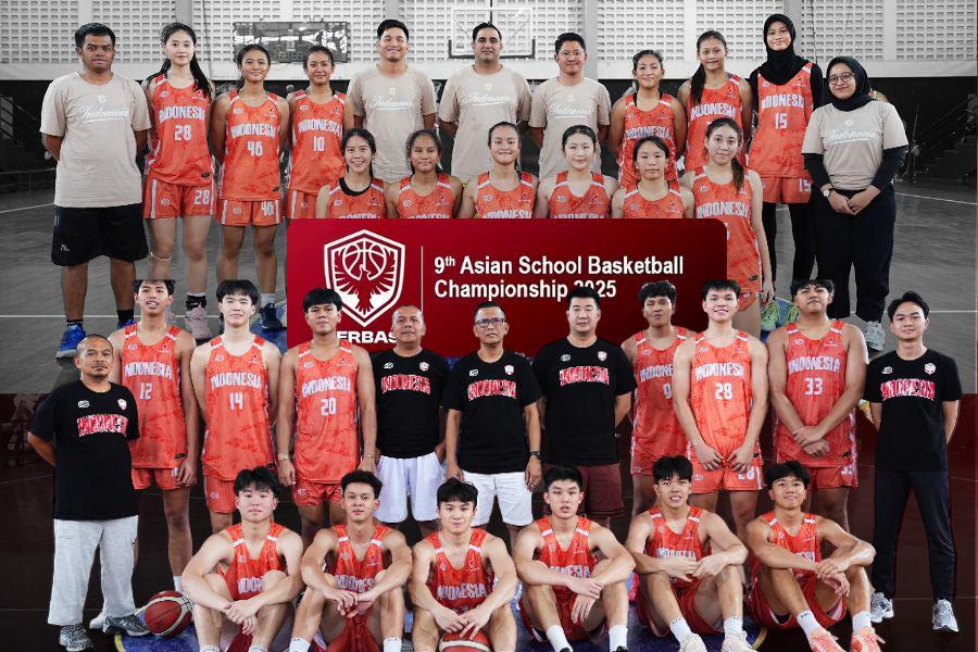Tim Indonesia di Asian Schools Basketball Championships 2025 (ASBC 2025). (Foto: Kemenpora, Grafis: Yudhy Kurniawan/Skor.id).