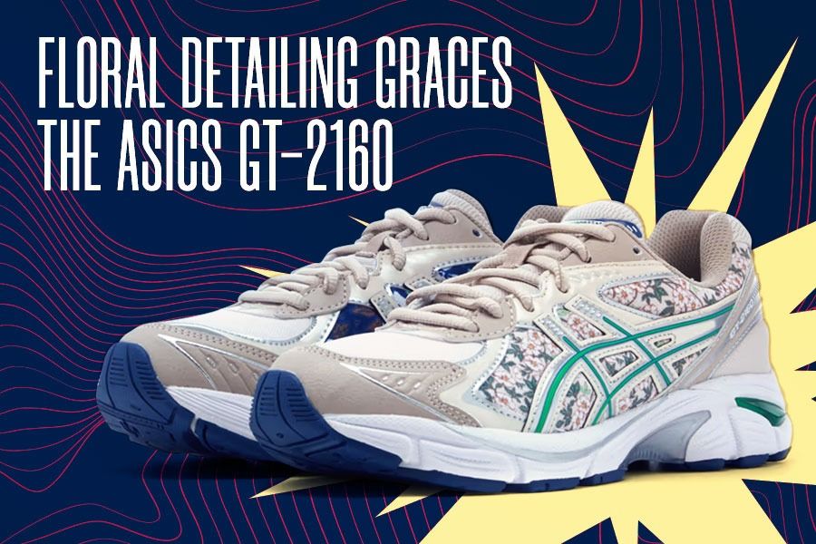 Asics GT-2160 terlihat berbeda dengan detail bunga. (M. Yusuf/Skor.id)