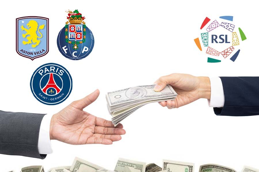 Aston Villa, FC Porto, dan PSG untung dari penjualan ke Liga Arab Saudi. (Grafis: Deni Sulaeman/Skor.id).