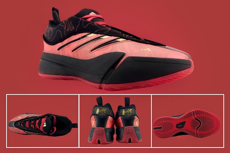Sepatu basket hasil kolaborasi Bape x Adidas Dame 9 akan dirilis pada Agustus 2024. (Rahmat Ari Hidayat/Skor.id)