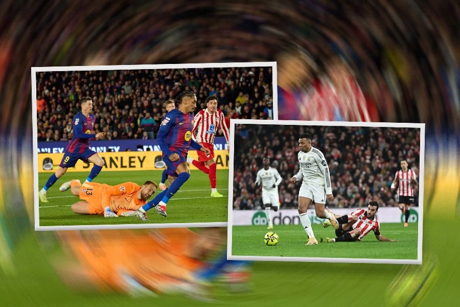 Barcelona dan Real Madrid tampil mengesankan di La Liga tengah pekan. (Foto: La Liga/Grafis: Kevin Bagus Prinusa/Skor.id).