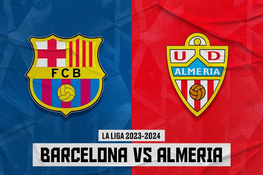 Pertandingan antara Barcelona vs Almeria di La Liga 2023-2024. (Dede Sopatal Mauladi/Skor.id).
