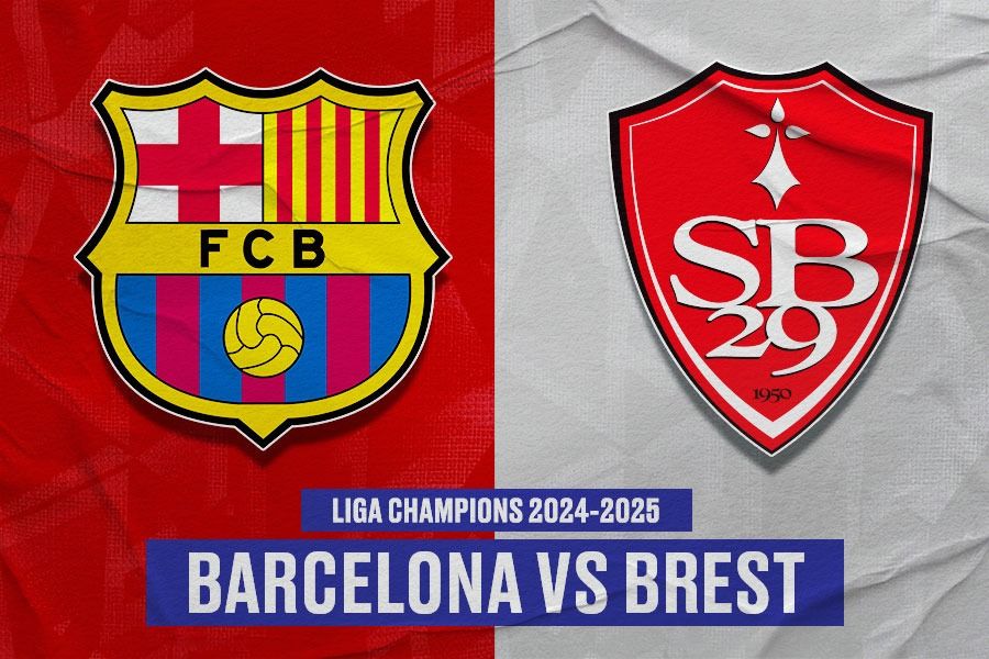 Barcelona vs Brest di Liga Champions. (Yusuf/Skor.id).