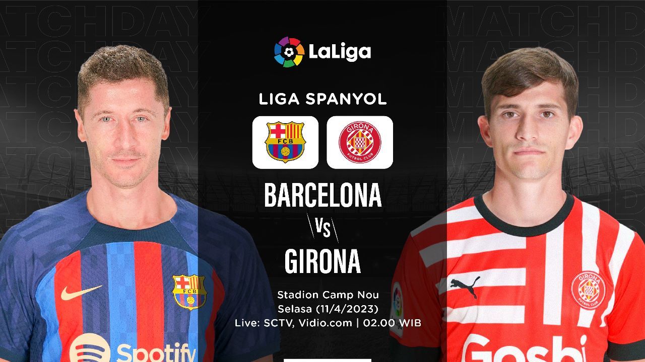 Barcelona vs Girona, bentrokan antara Roberto Lewandowski vs Toni Villa. (Hendy AS/Skor.id) 