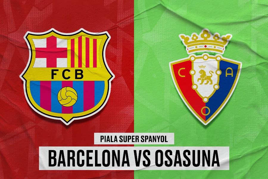 Laga Barcelona vs Osasuna di Piala Super Spanyol, Jumat (12/1/2024) dini hari WIB. (Yusuf/Skor.id).