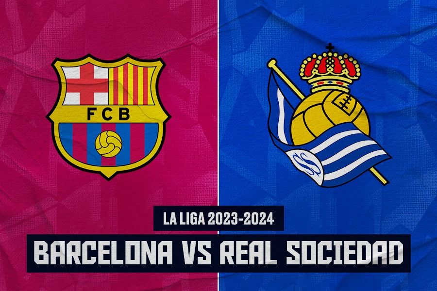 Pertandingan Barcelona vs Real Sociedad di La Liga 2023-2024. (Rahmat Ari Hidayat/Skor.id).