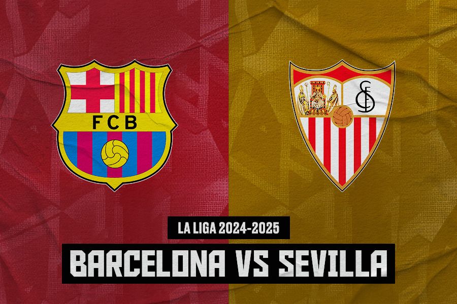 Pertandingan Barcelona vs Sevilla di La Liga 2024-2025. (Jovi Arnanda/Skor.id).