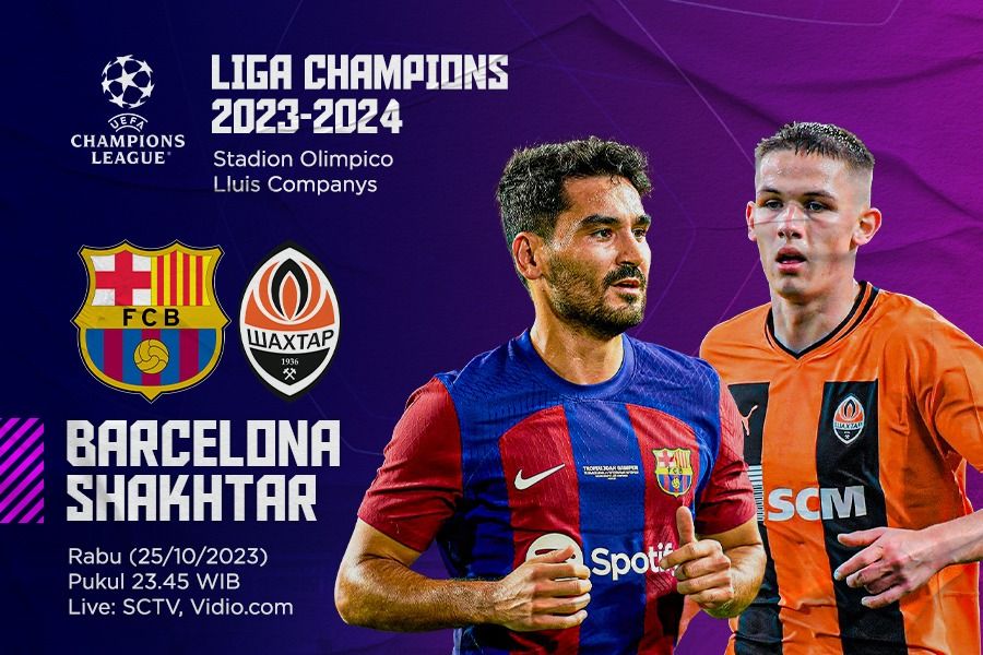 Liga Champions 2023-2024 mempertemukan Barcelona vs Shakhtar Donetsk. (Dede Sopatal Mauladi/Skor.id).