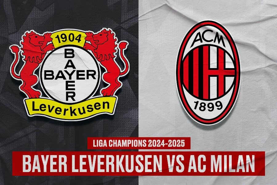 Bayer Leverkusen vs AC Milan di Liga Champions 2024-2025. (Yusuf/Skor.id).