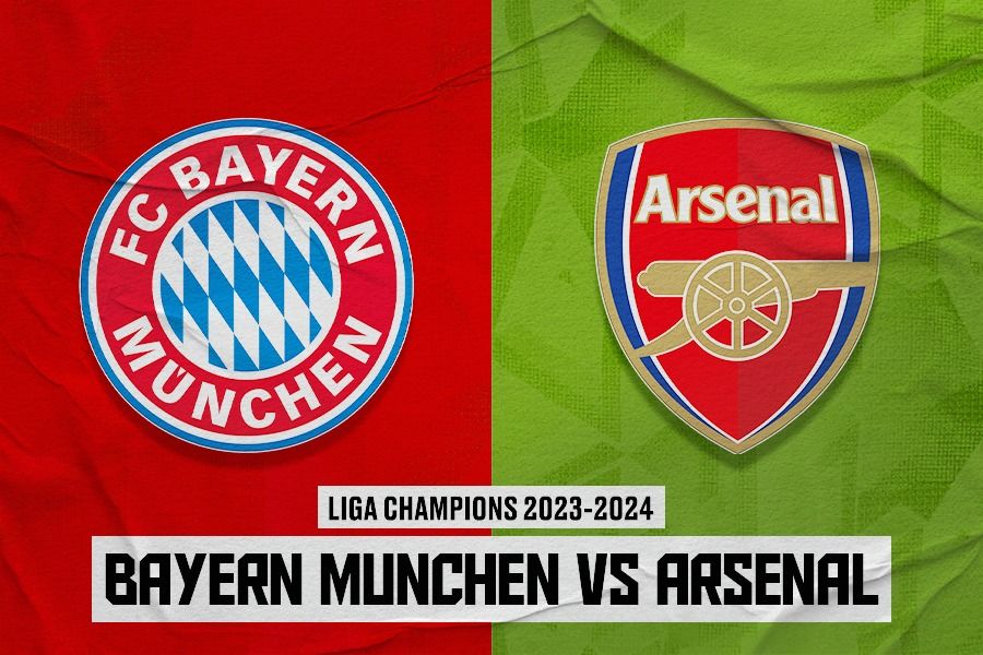 Laga Bayern Munchen vs Arsenal di perempat final Liga Champions 2023-2024. (Dede Sopatal Mauladi/Skor.id).