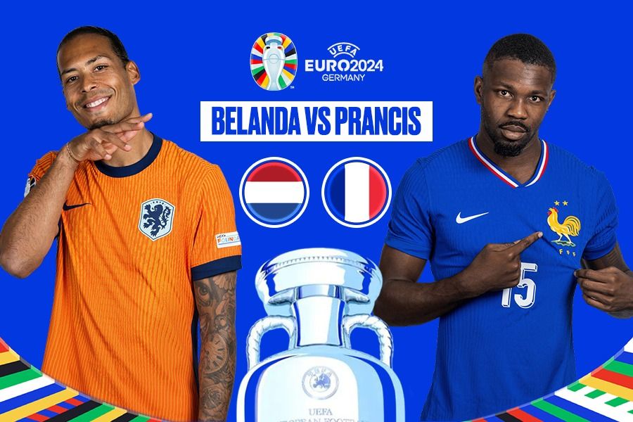 Belanda vs Prancis di Euro 2024. (Rahmat Ari Hidayat/Skor.id).