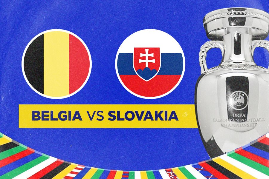 Laga Belgia vs Slovakia di Euro 2024. (Jovi Arnanda/Skor.id).