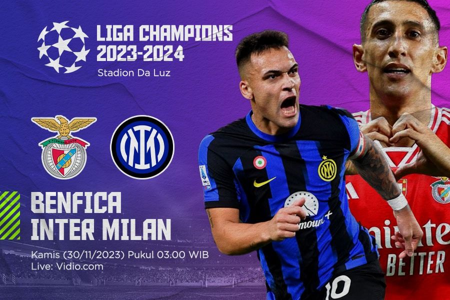 Pertandingan Liga Champions mempertemukan Benfica vs Inter Milan. (Yusuf/Skor.id).