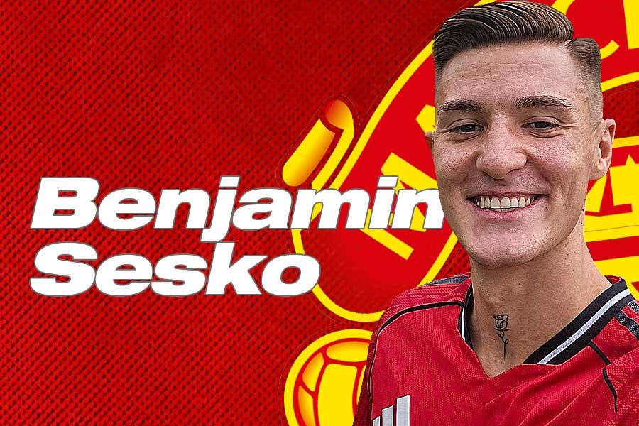 Benjamin Sesko bergabung ke Manchester United. (Grafis: Deni Sulaeman/Skor.id).