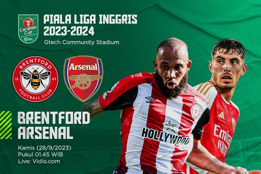 Babak ketiga Piala Liga Inggris 2023-2024 akan mempertemukan Brentford vs Arsenal (Dede Mauladi/Skor.id).