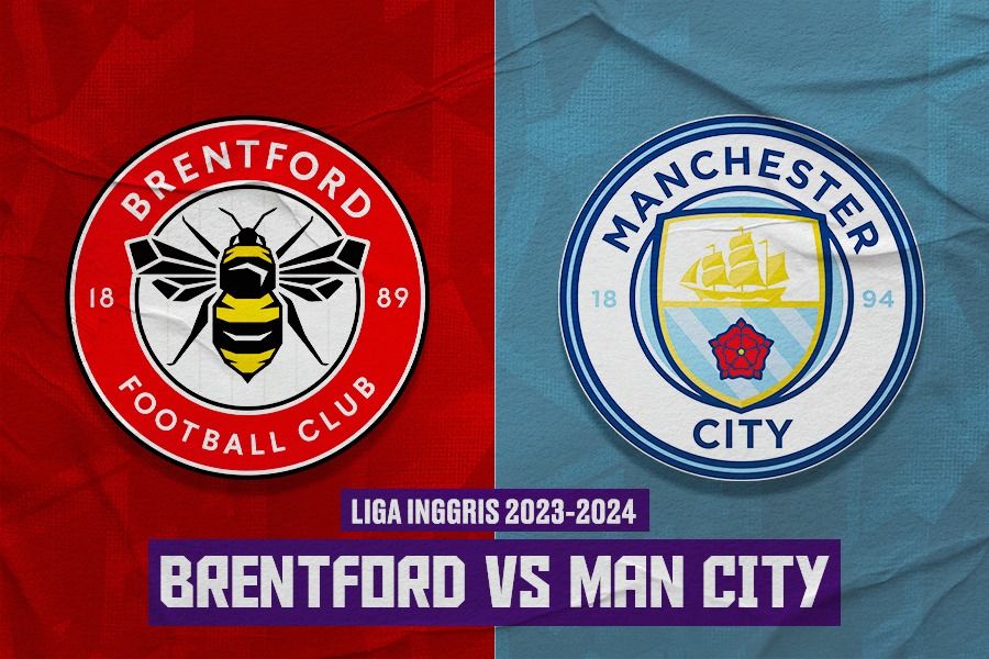 Brentford vs Manchester City di Liga Inggris 2023-2024. (Dede Sopatal Mauladi/Skor.id).