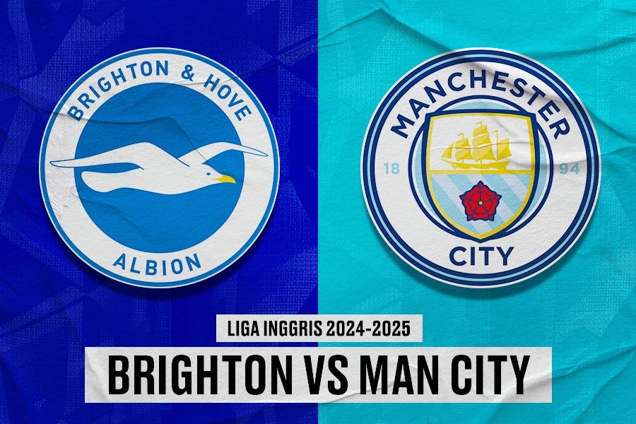 Laga Brighton vs Manchester City di Liga Inggris 2024-2025. (Yusuf/Skor.id).