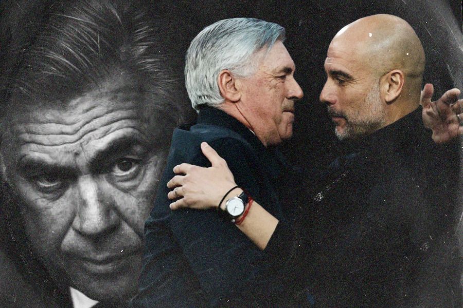 Carlo Ancelotti dan Pep Guardiola akan beradu taktik di laga Real Madrid vs Manchester City, Kamis (20/2/2025) pukul 03.00 WIB. (Jovi Arnanda/Skor.id).