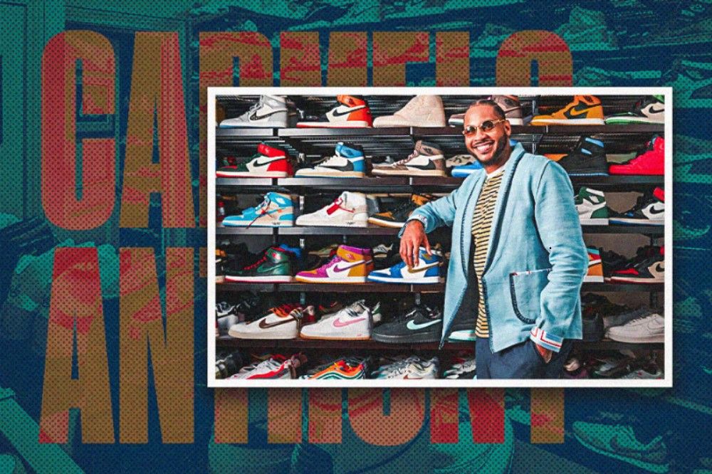 Mantan bintang NBA Carmelo Anthony juga dikenal sebagai kolektor sneakers merek Jordan Brand. (Hendy AS/Skor.id)