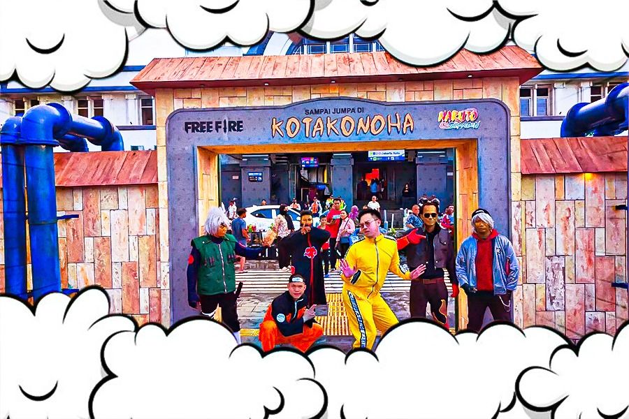 Cellos-Medy Renaldy menggelar event di Kota Tua menyambut kolaborasi Free Fire x Naruto Shippuden (Dayat/SKOR ID)