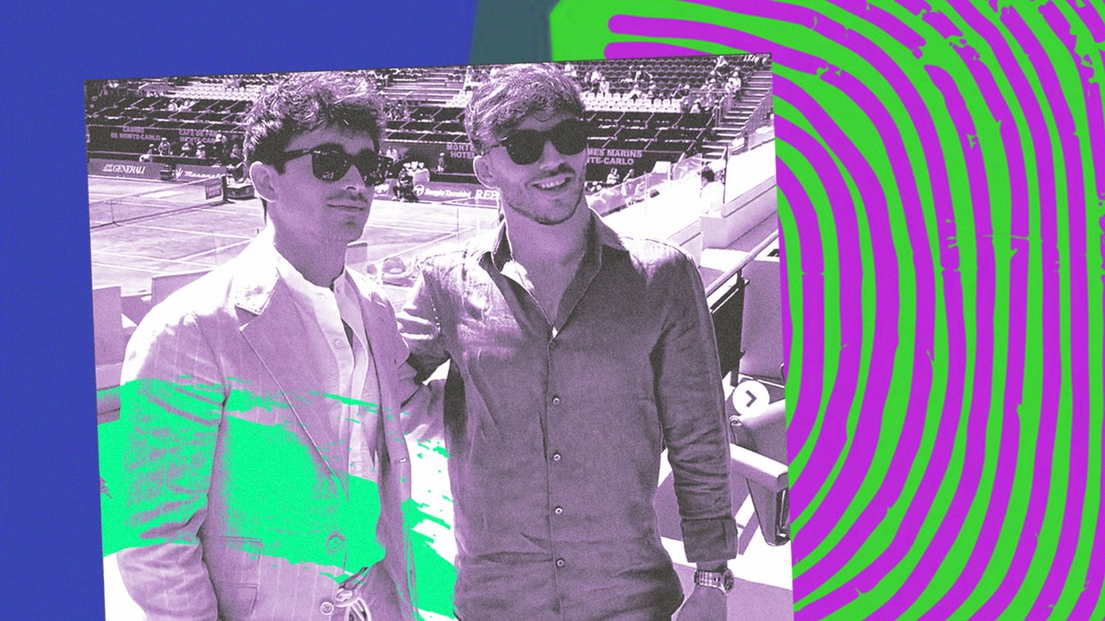 Pembalap F1, Charles Leclerc dan Pierre Gasly dapat perlakuan istimewa saat menyaksikan final tenis Monte-Carlo Masters (Deni Sulaeman/Skor.id).