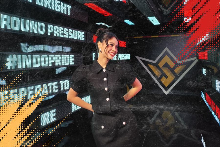Host di ajang Free Fire World Series (FFWS) Global Finals 2025, Conchita Caroline. (Grafis: Deni Sulaeman/Skor.id)