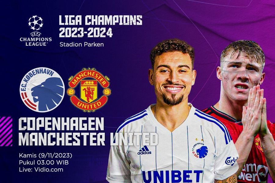 Matchday keempat Liga Champions 2023-2024, mempertemukan Copenhagen vs Manchester United. (Dede Sopatal Mauladi).