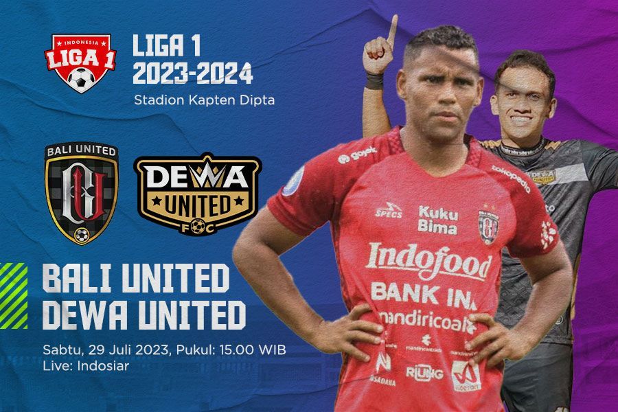Bali United vs Dewa United dalam laga pekan kelima Liga 1 2023-2024. M Yusuf - Skor.id