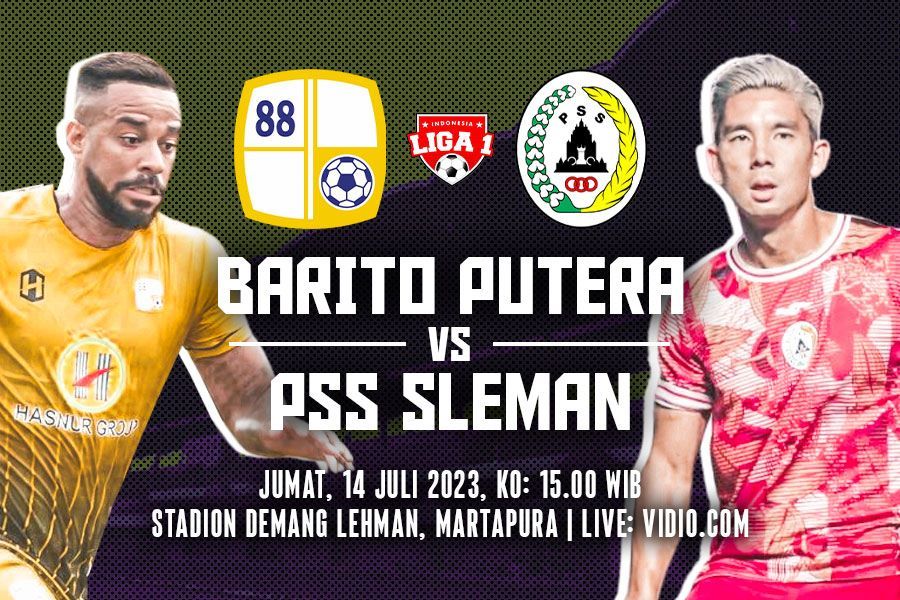 Barito Putera vs PSS Sleman untuk laga pekan ketiga Liga 1 2023-2024. Hendy AS - Skor.id