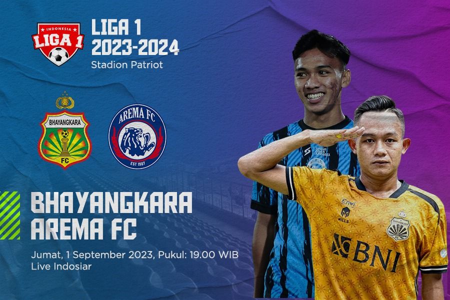 Bhayangkara FC vs Arema FC laga Liga 1 2023-2024. Zulhar Eko Kurniawan - Skor.id