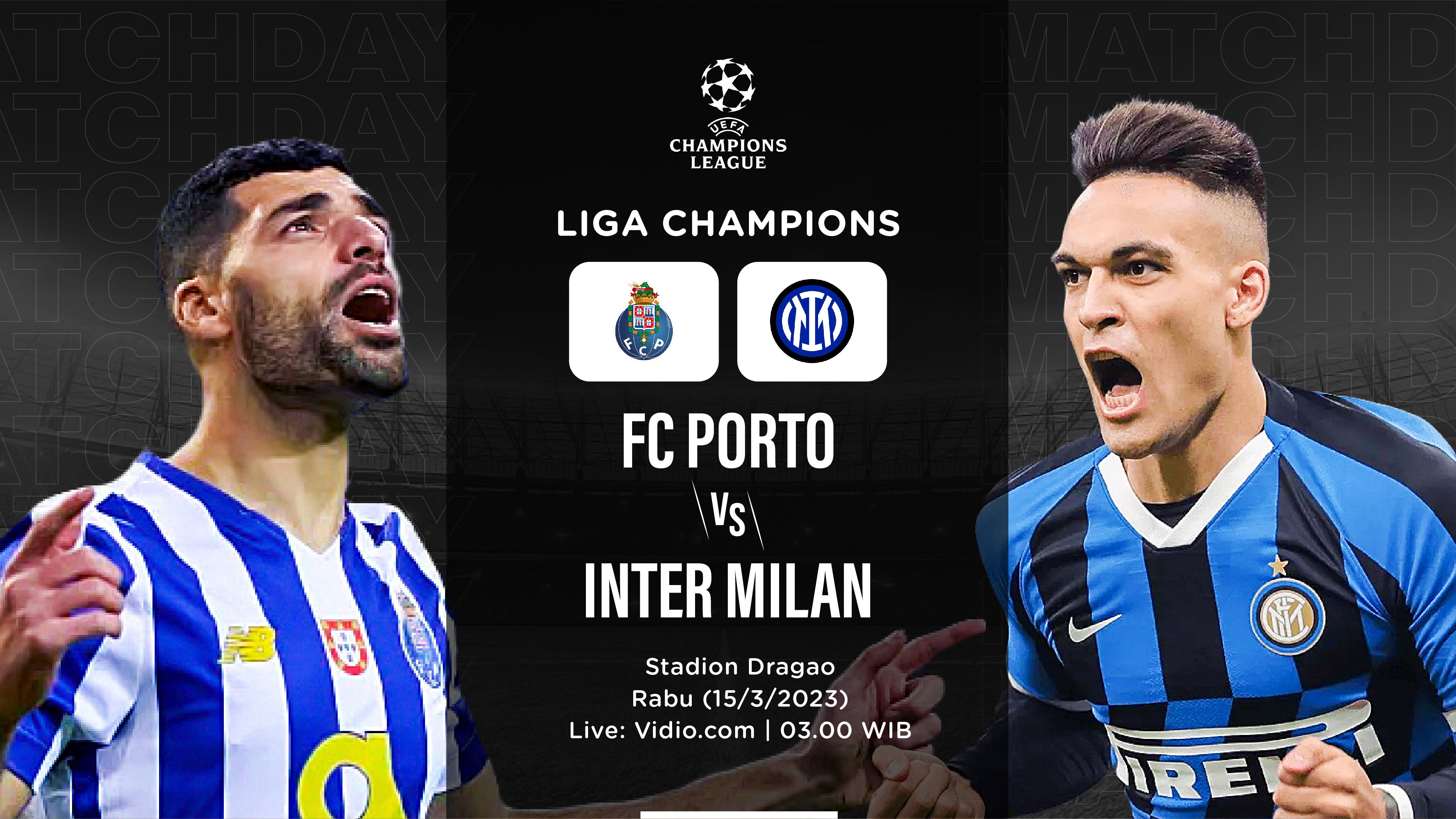 Duel FC Porto vs Inter Milan akan tersaji pada Rabu (15/3/2023) dini hari WIB. (Hendy/Skor.id)
