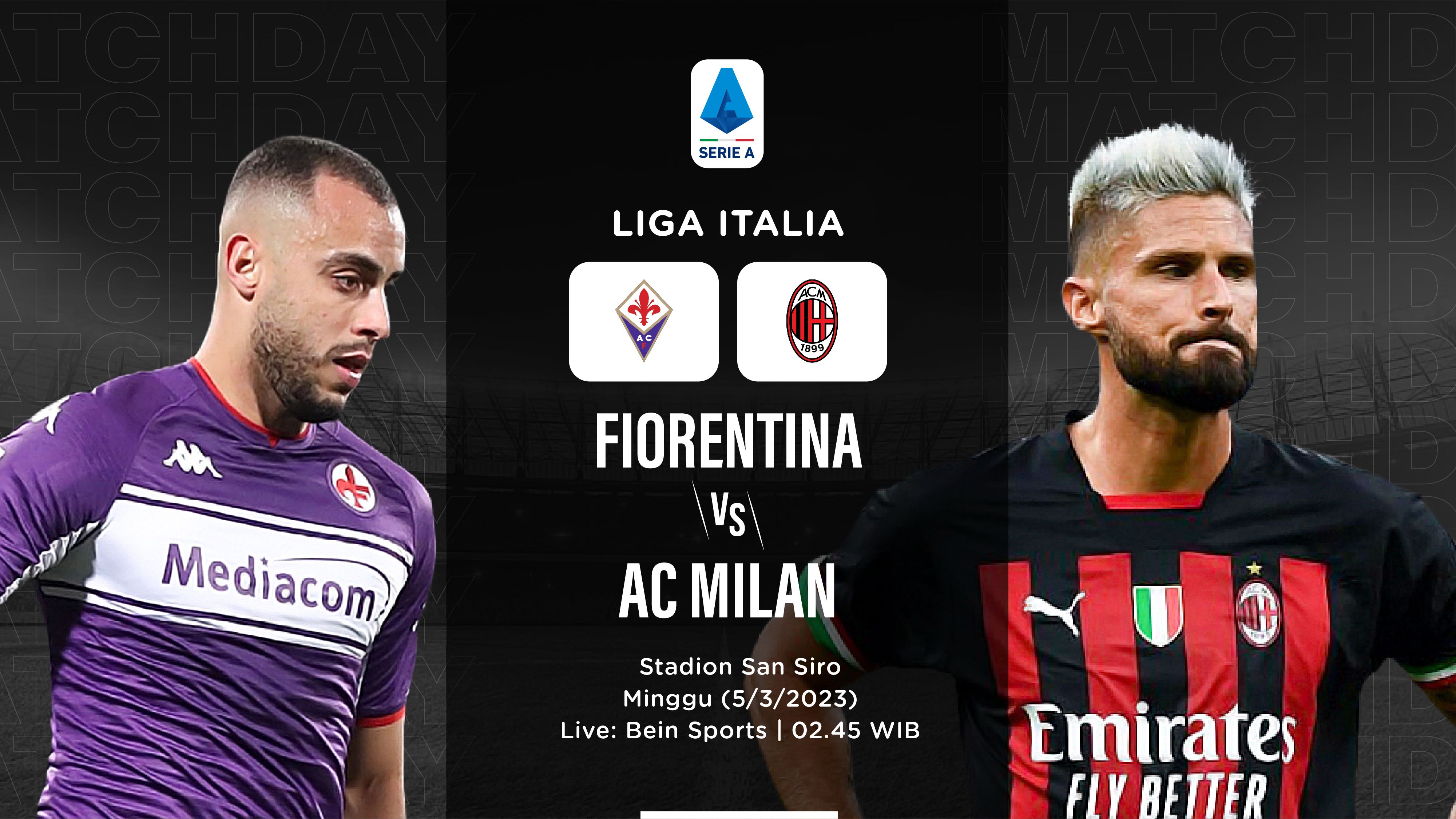 Cover pertandingan Fiorentina vs AC Milan di Liga Italia 2022-2023 (Hendy/Skor.id)